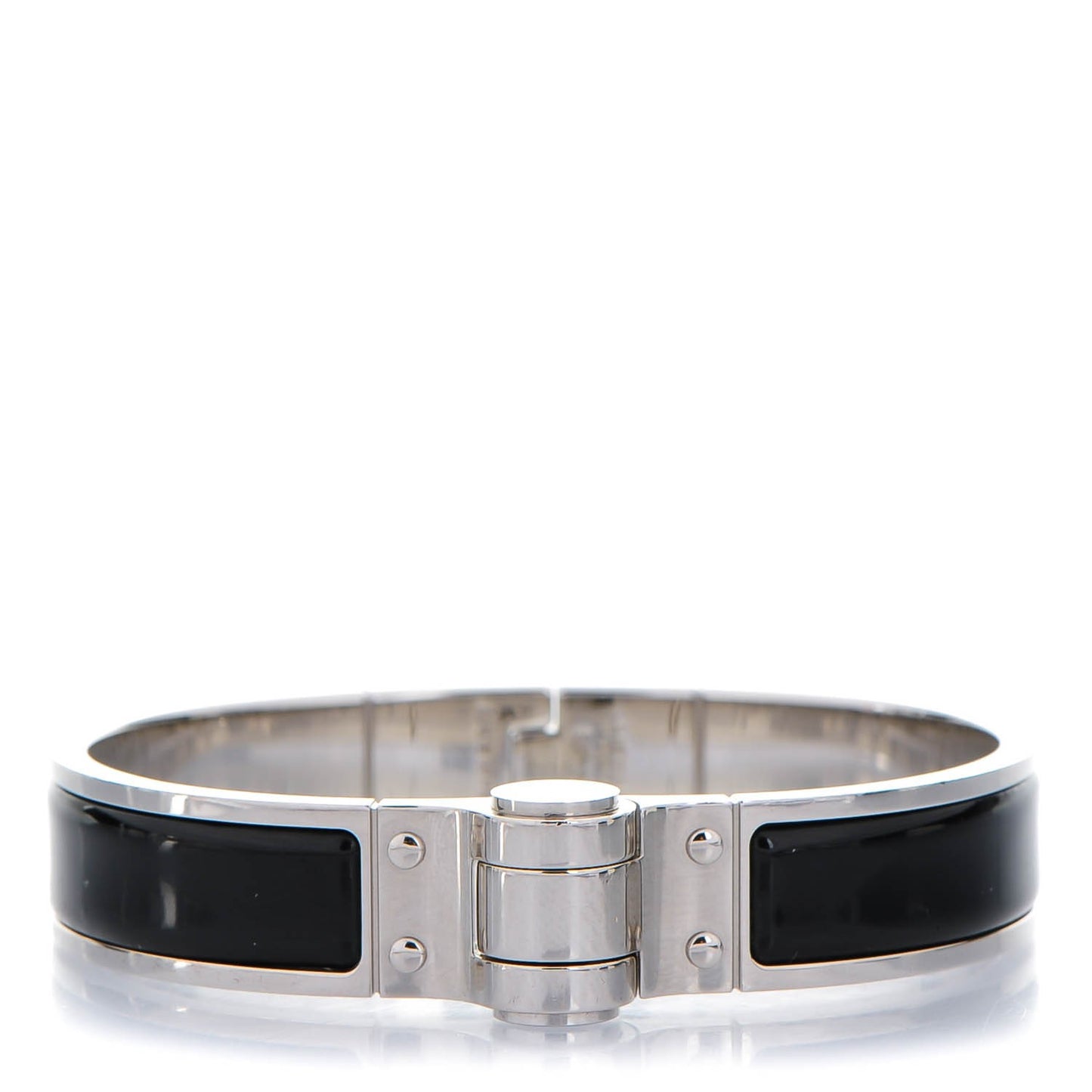 Enamel Charniere Uni Narrow Hinged Bracelet S Black