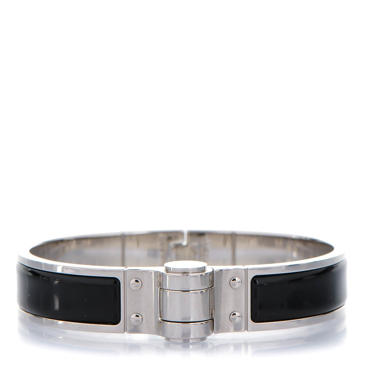 Hermes Enamel Charniere Uni Narrow Hinged Bracelet S Black 1 of 5