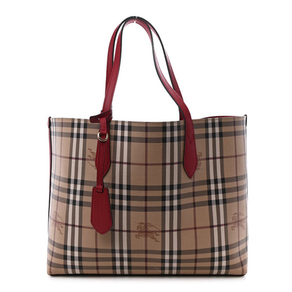 Burberry Haymarket Check Medium Reversible Tote Poppy Red 8 of 36