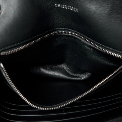 Balenciaga Pebbled Calfskin Logo Everyday Flap Chain Wallet Black 6 of 14