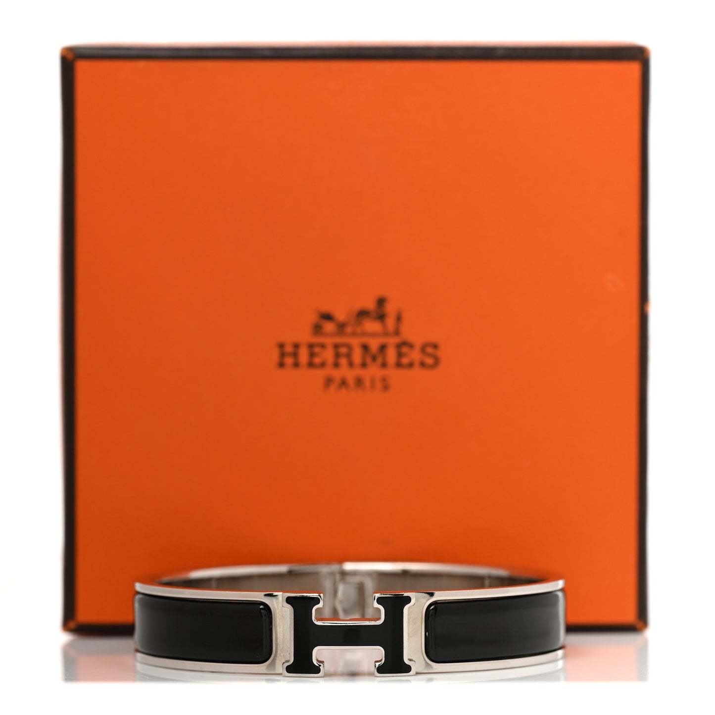 Enamel Narrow Clic Clac H Bracelet GM Black