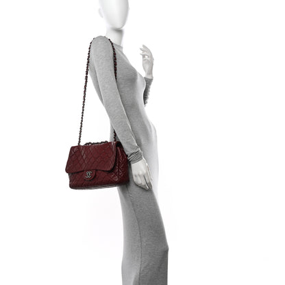 Chanel Lambskin Quilted Jumbo Single Flap Dark Red 2 of 10