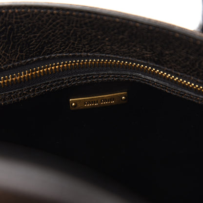 Miu Miu Calfskin Craquele Shopping Bag Ebano 8 of 9