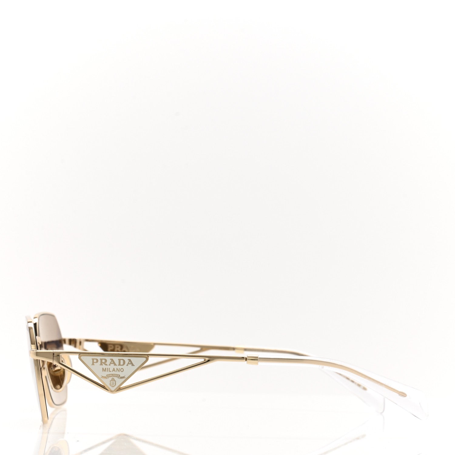 Prada Metal Symbole Triangle Logo Sunglasses SPR A51 Gold Blue 3 of 8