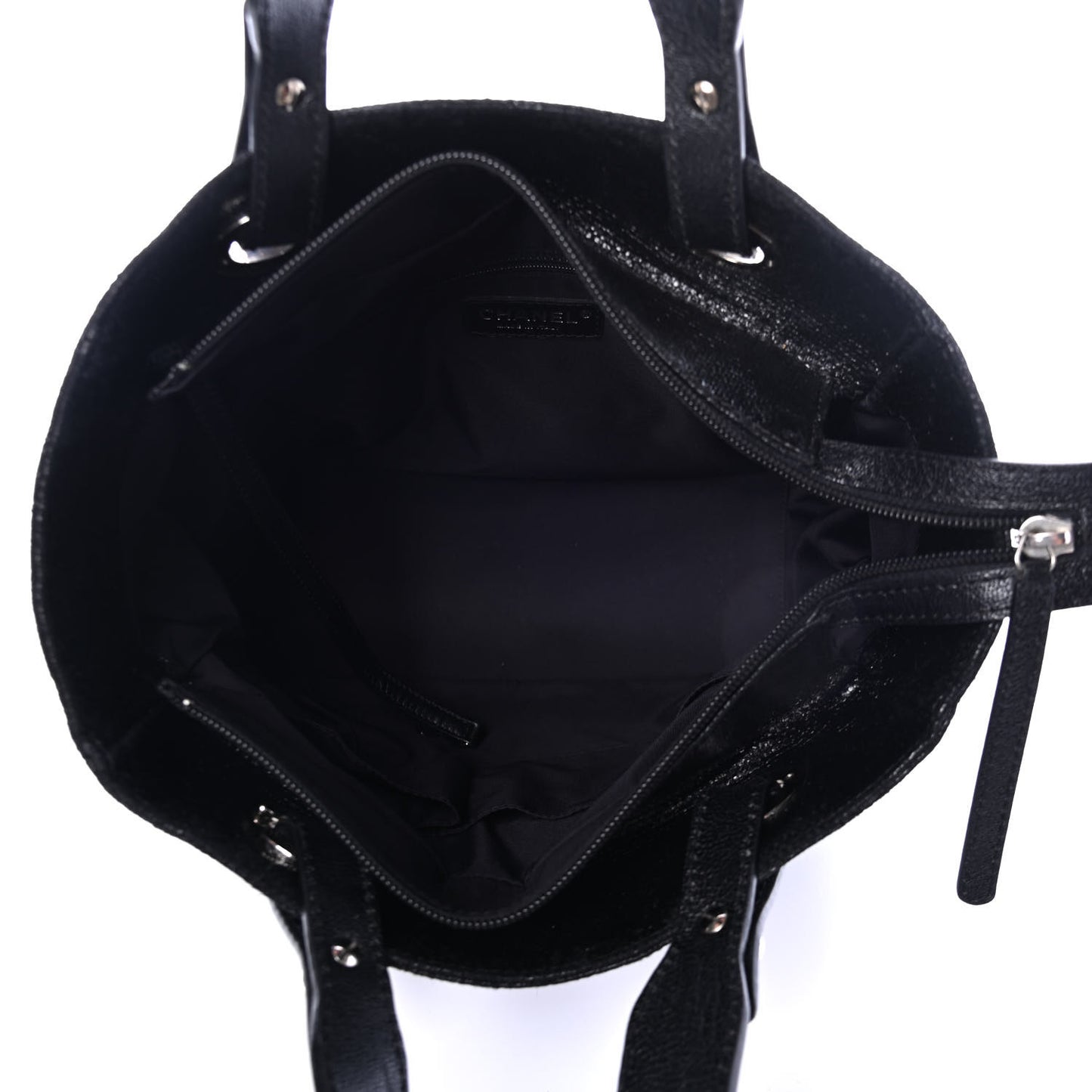 Metallic Coated Canvas Quilted Small Paris Biarritz Tote Black