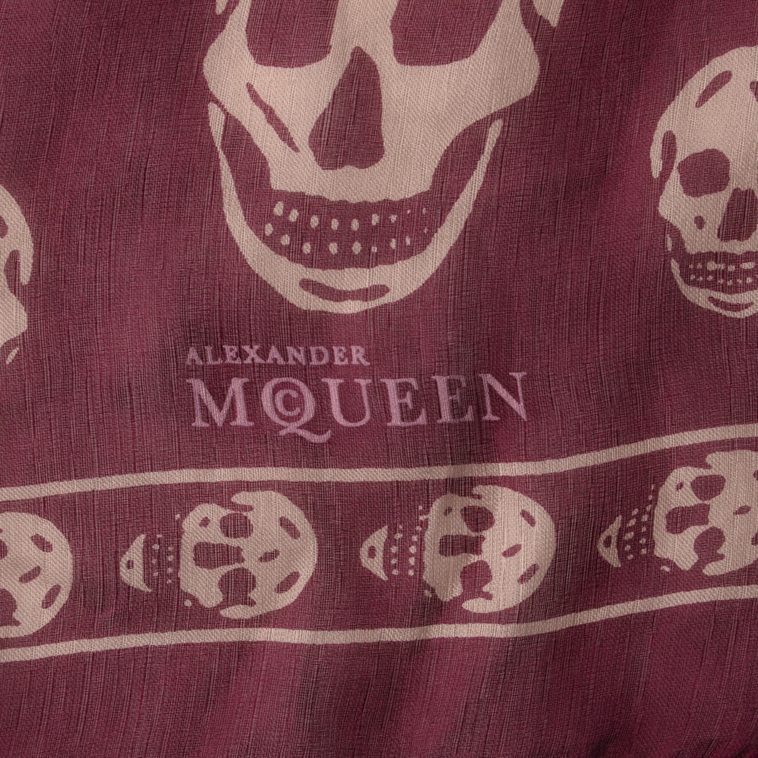Alexander McQueen Silk Chiffon Skull Scarf Burgundy 4 of 7