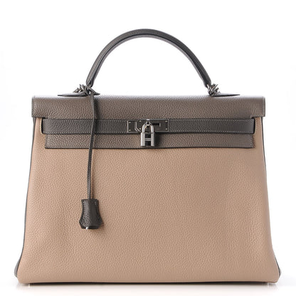 Hermes Togo Horseshoe Tri Color Kelly Retourne 40 Etain Gris Tourterelle Graphite 1 of 41
