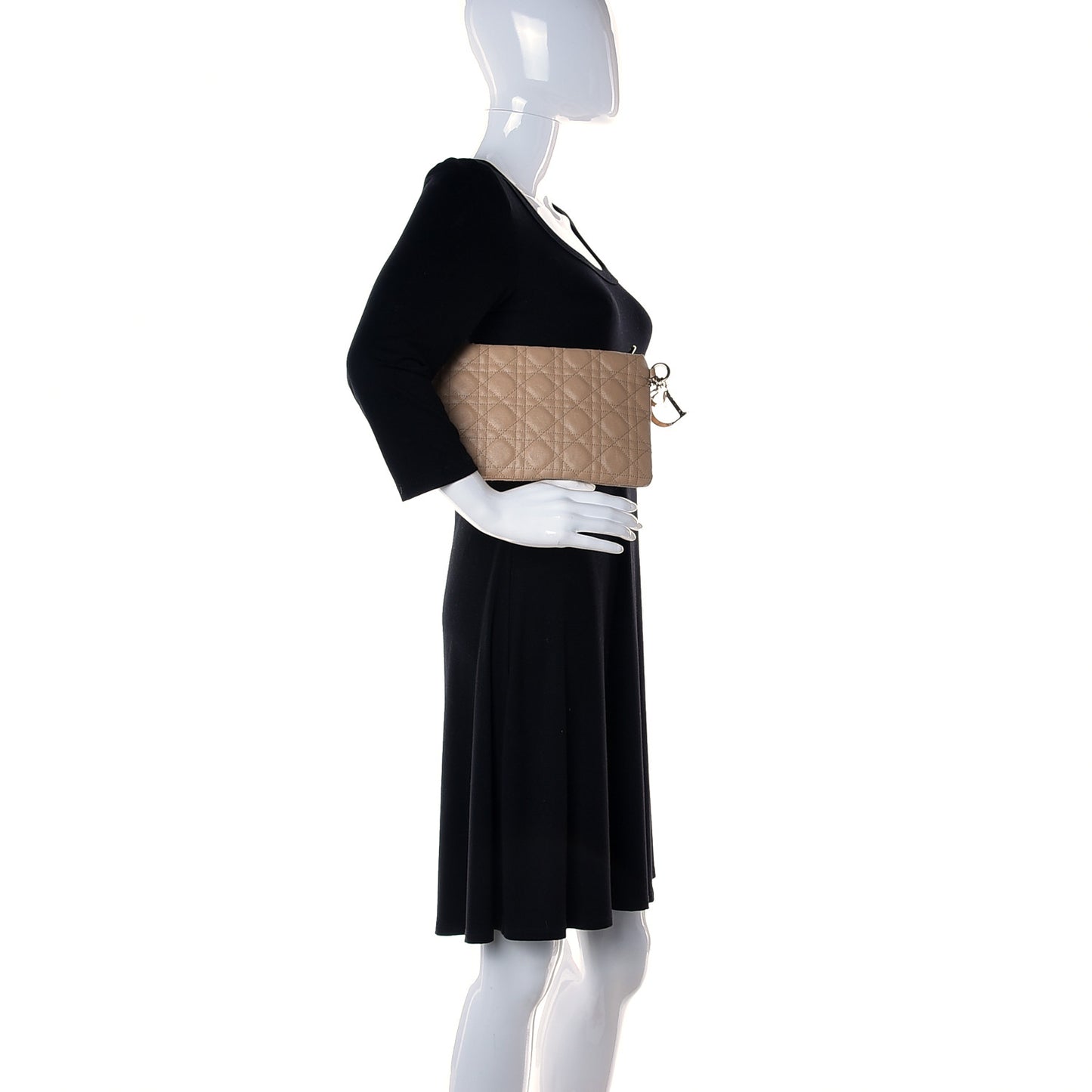 Coated Canvas Cannage Panarea Pouch Beige