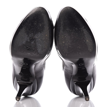 Chanel Lambskin Patent Cap Toe CC Chain Pumps 38 Black 7 of 16