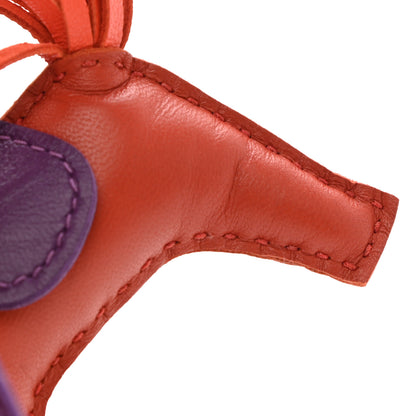 Hermes Milo Lambskin Grigri Rodeo Horse Bag Charm PM Cornaline Orange Poppy Violet 4 of 5