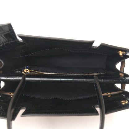 Burberry Deerskin Suede Crocodile Embossed Calfskin Medium Title Bag 5 of 9