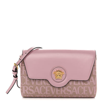 Versace Calfskin Canvas Allover La Medusa Crossbody Bag Pink 1 of 9