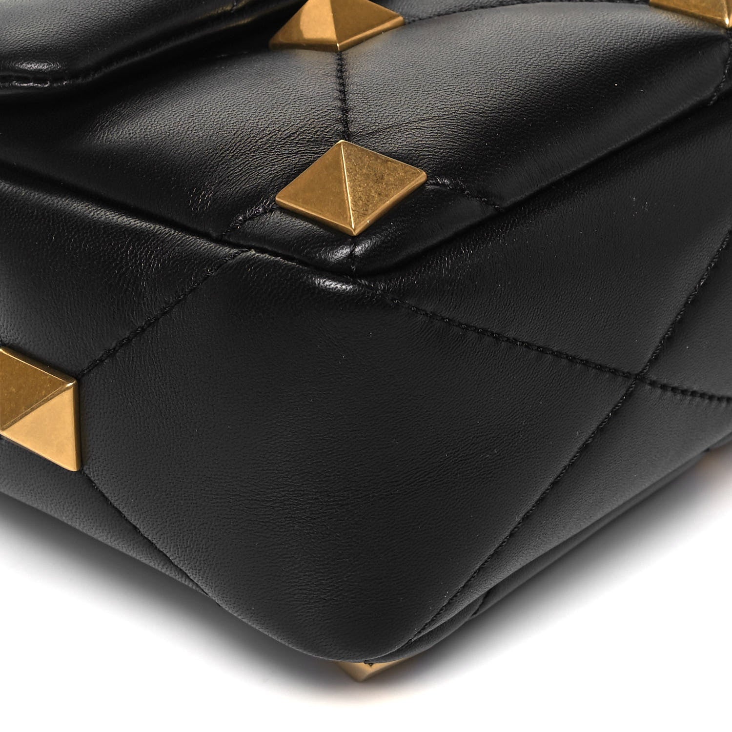 Valentino Garavani Nappa Medium Roman Stud Shoulder Bag Black 6 of 7