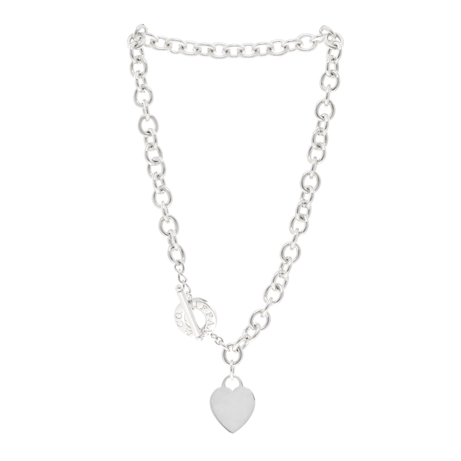 Tiffany Sterling Silver Heart Tag Toggle Necklace 3 of 5