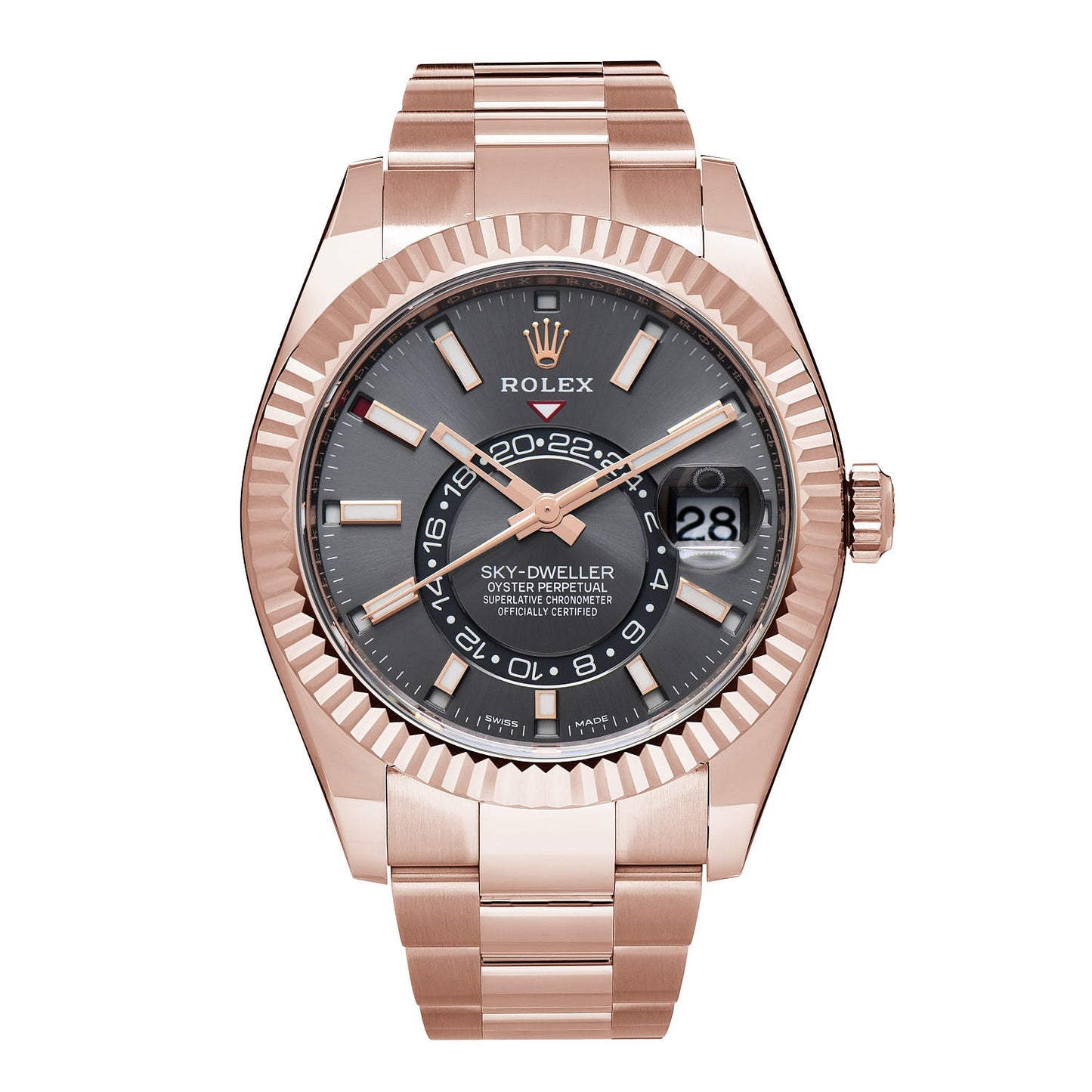 18K Everose Gold 42mm Oyster Perpetual Sky-Dweller Watch Slate 326935