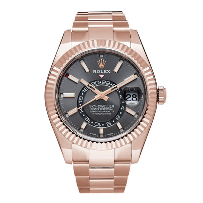 Rolex 18K Everose Gold 42mm Oyster Perpetual Sky-Dweller Watch Slate 326935 1 of 5