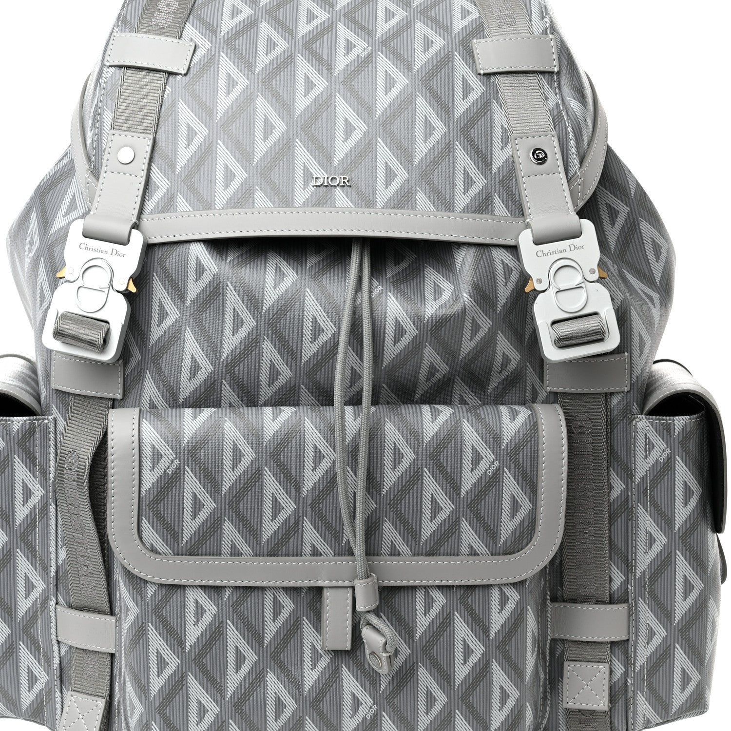 Christian Dior Coated Canvas CD Diamond Large Hit The Road Backpack Gray 7 of 9