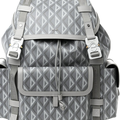 Christian Dior Coated Canvas CD Diamond Large Hit The Road Backpack Gray 7 of 9
