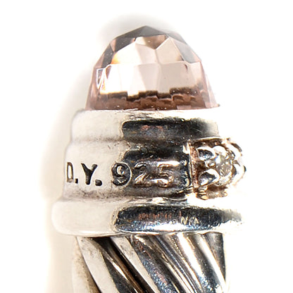 David Yurman Sterling Silver Diamond Morganite 5mm Cable Classics Bracelet 5 of 6