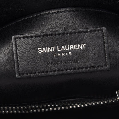 Saint Laurent Sheepskin Matelasse Chevron Monogram Medium College Bag Black 8 of 9