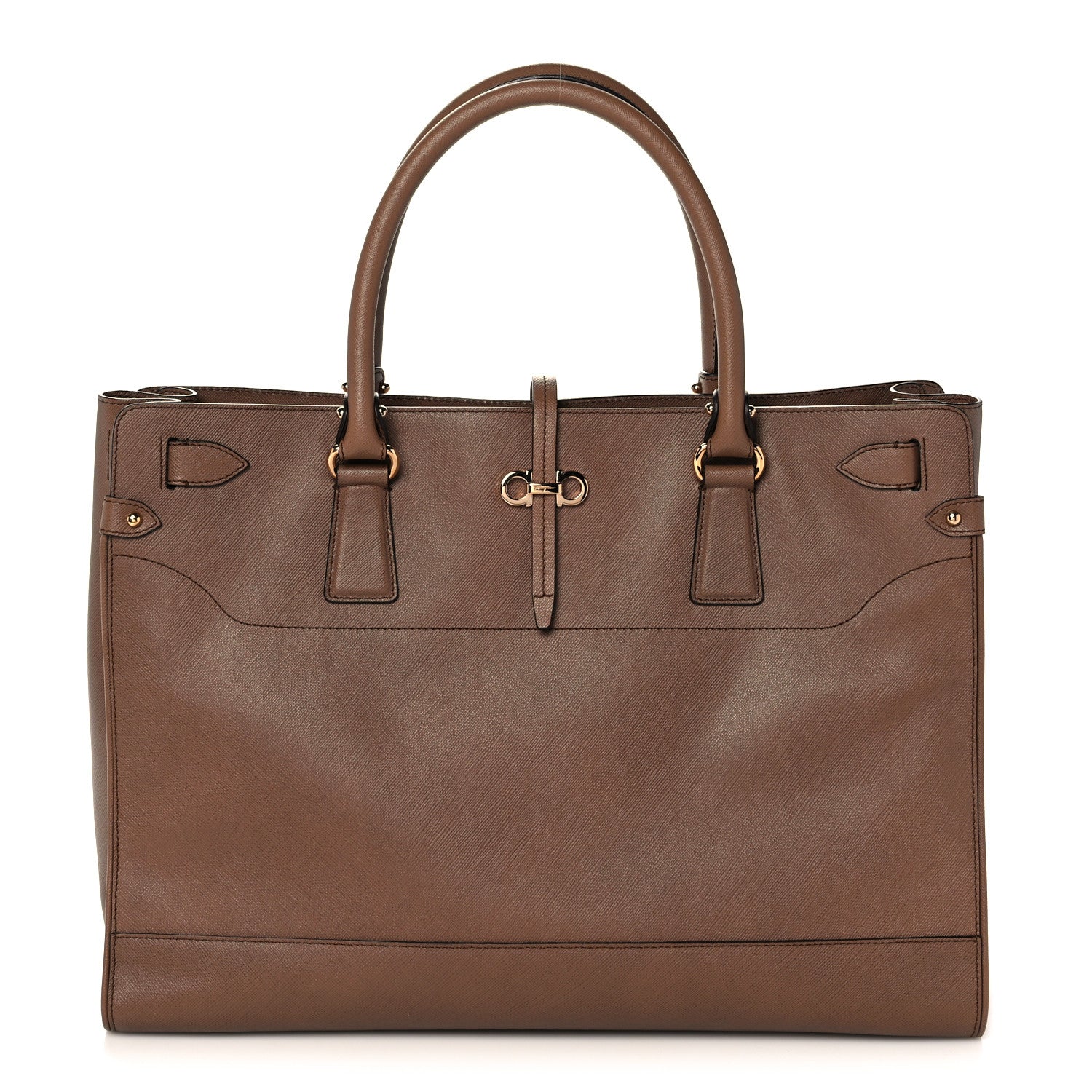 Salvatore Ferragamo Printed Calfskin Briana Tote Tabac 1 of 11