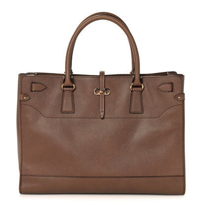 Salvatore Ferragamo Printed Calfskin Briana Tote Tabac 1 of 11