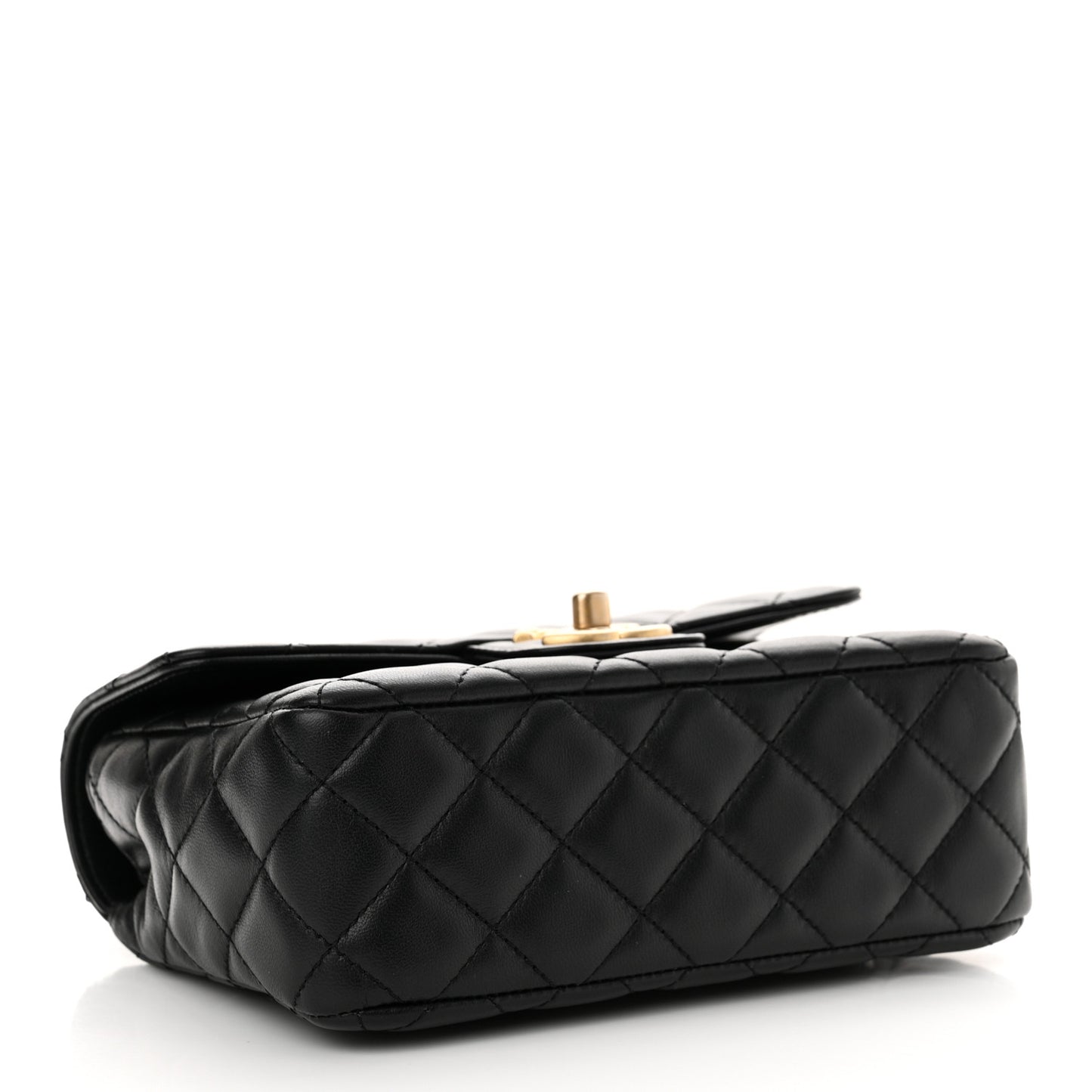 Lambskin Enamel Quilted Mini Flap Black