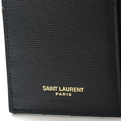 Saint Laurent Grain De Poudre Matelasse Chevron Small Monogram Passport Case Black 5 of 6