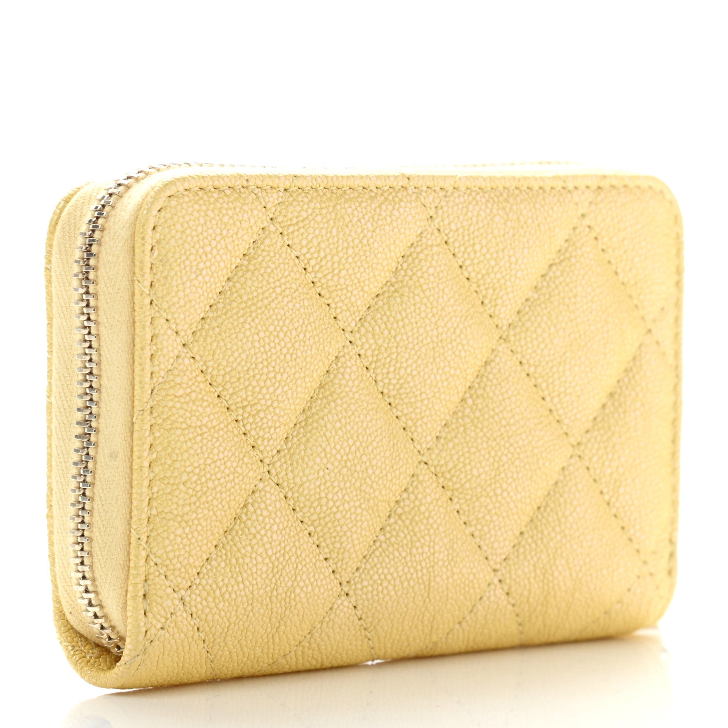 Chanel Iridescent Caviar Quilted Zip Coin Purse Yellow 3 of 7