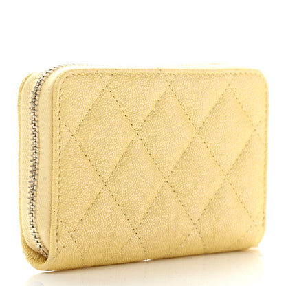 Chanel Iridescent Caviar Quilted Zip Coin Purse Yellow 3 of 7