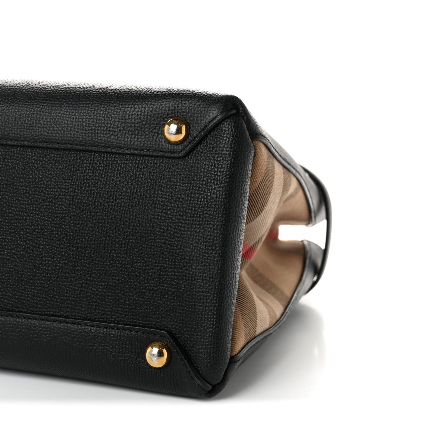 Grainy Calfskin House Check Medium Banner Tote Black