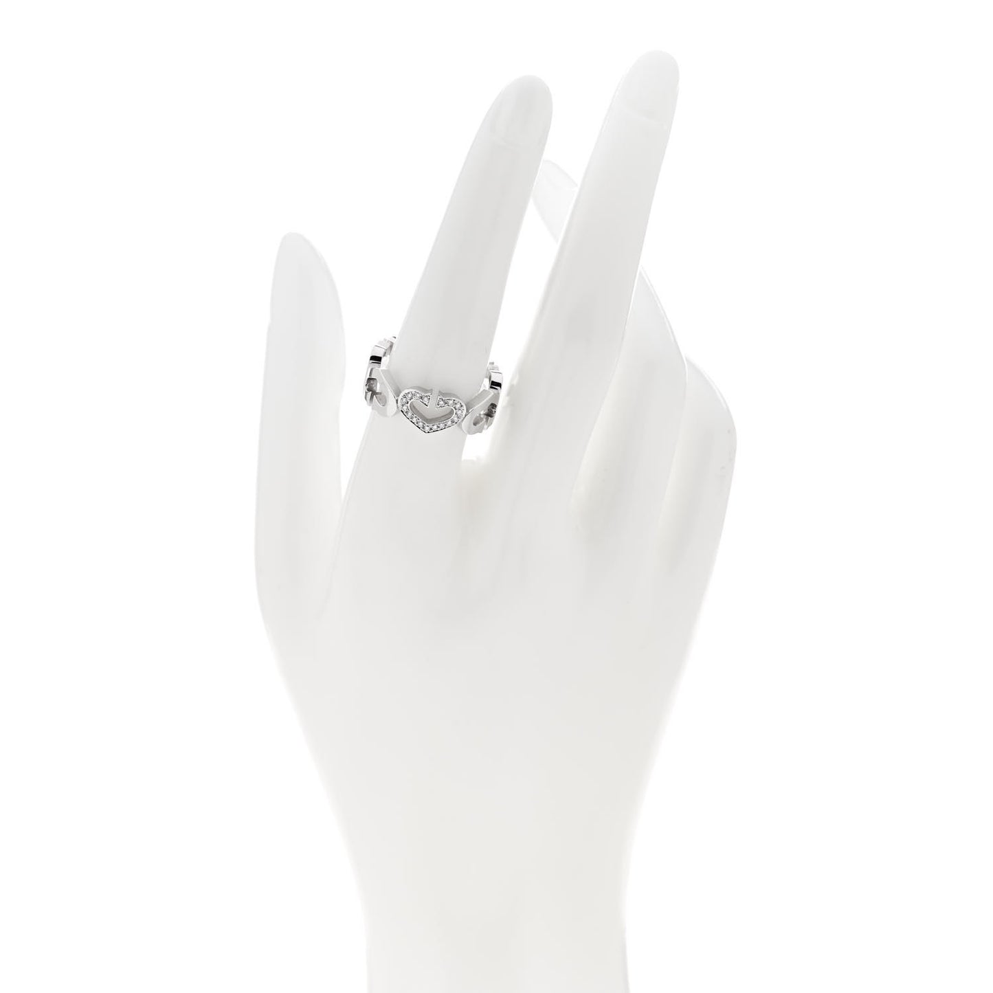 18K White Gold Diamond Hearts and Symbols Ring 56 7.75