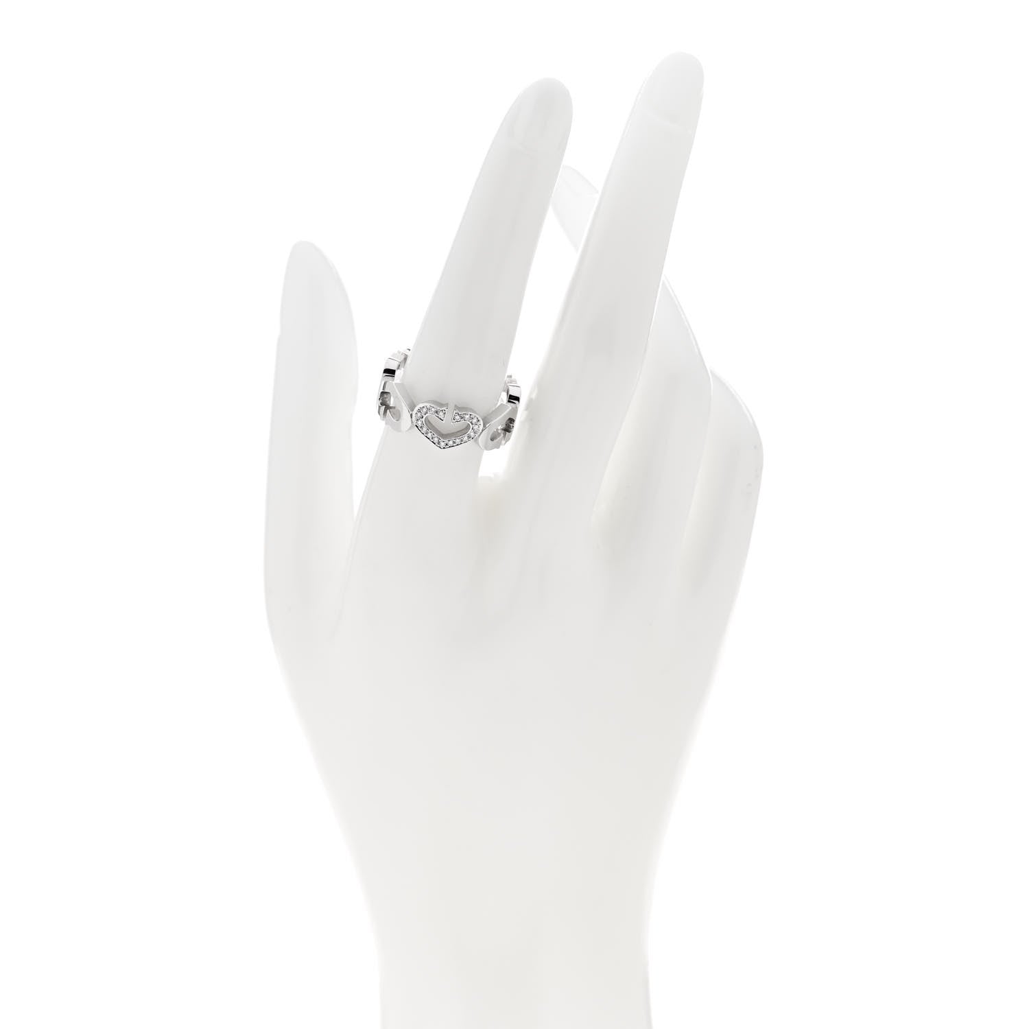 Cartier 18K White Gold Diamond Hearts and Symbols Ring 56 7.75 2 of 4