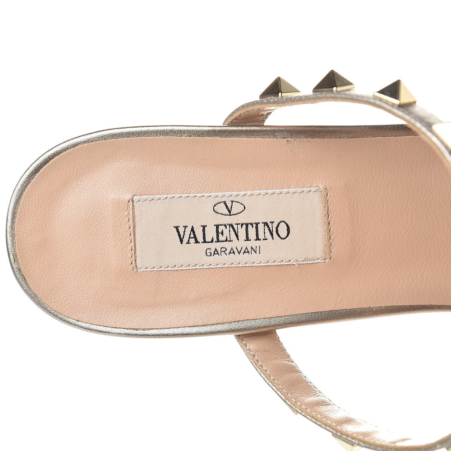 Metallic Pebbled Calfskin Rockstud 60mm Caged Slide Sandals 40 Skin