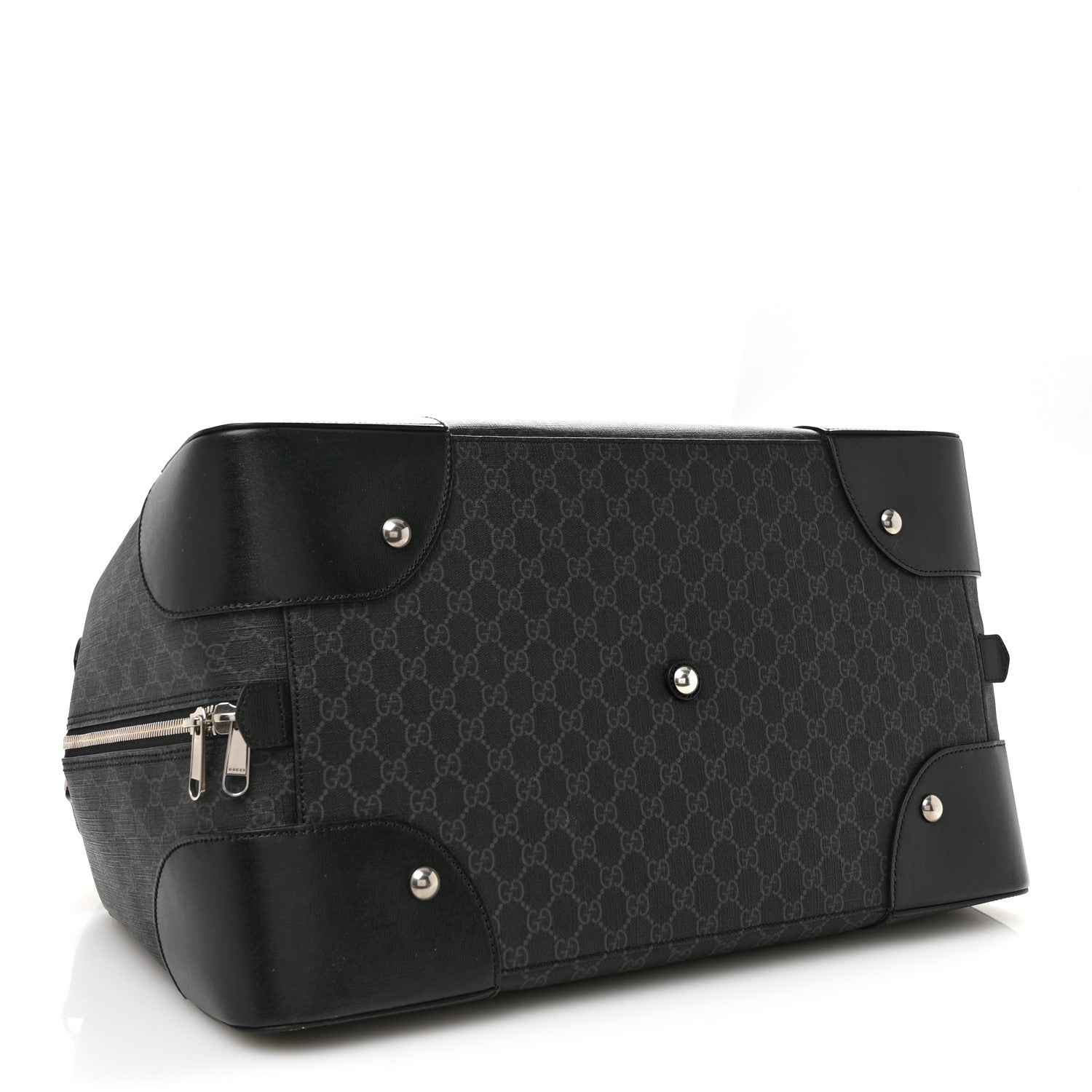 Gucci GG Supreme Monogram Azalea Calfskin Retro Interlocking G Large Duffle Bag Black Grey 3 of 12