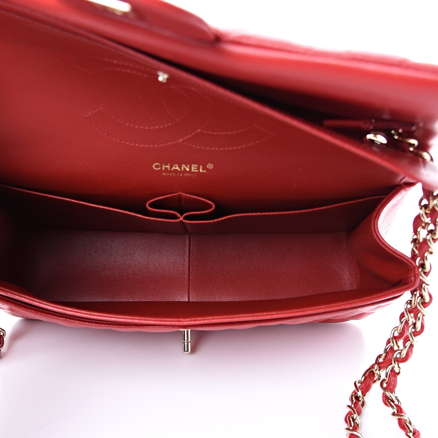 Chanel Caviar Quilted Jumbo Double Flap Red 4 of 11