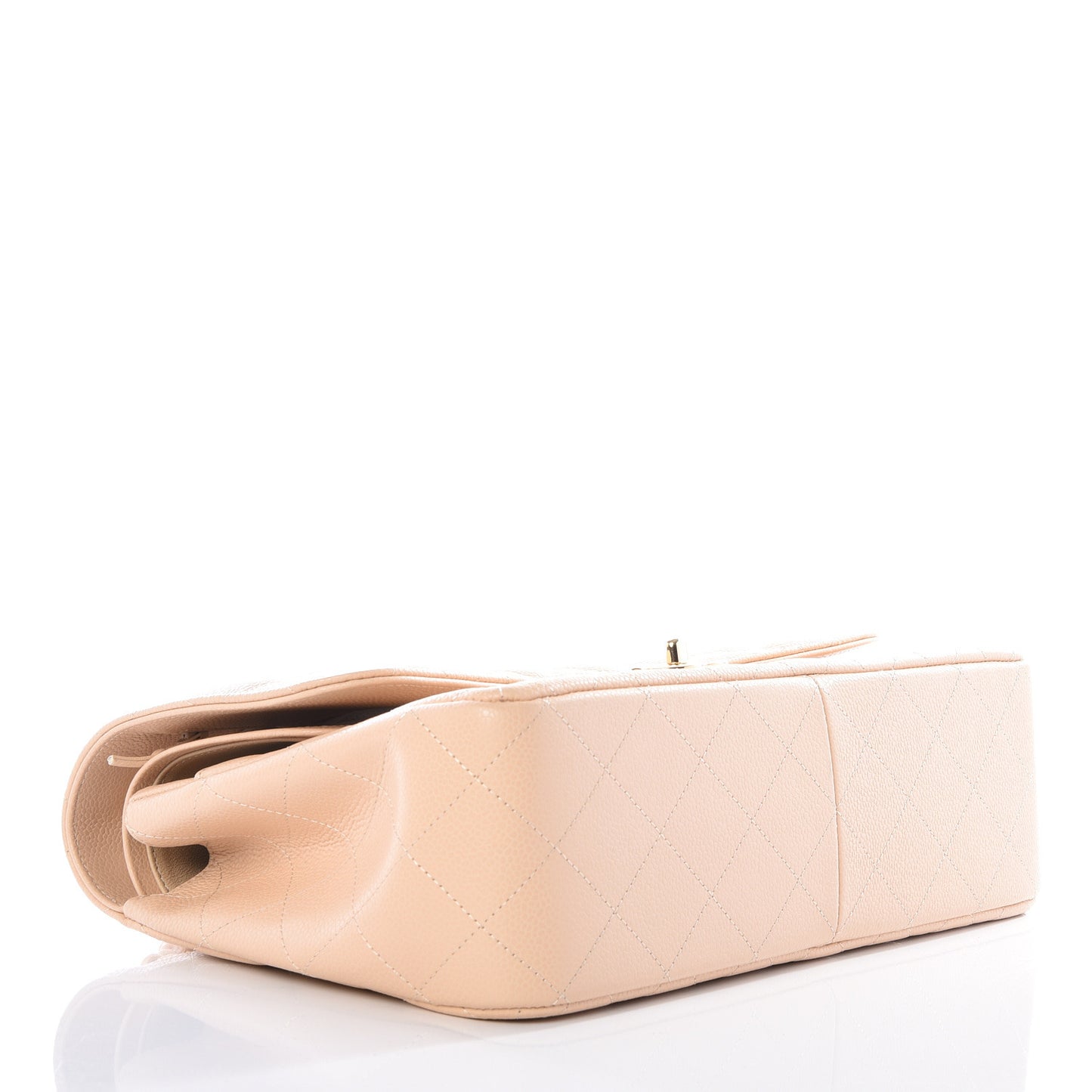 Caviar Quilted Jumbo Double Flap Beige Clair