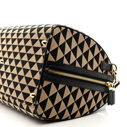 Prada Jacquard Saffiano Triangolo Symbole Embroidered Medium Travel Bag Black Corda 11 of 11