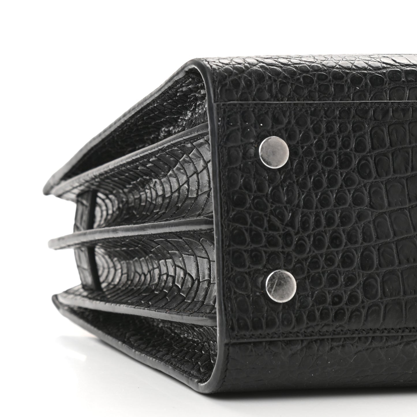 Calfskin Crocodile Embossed Baby Sac De Jour Black
