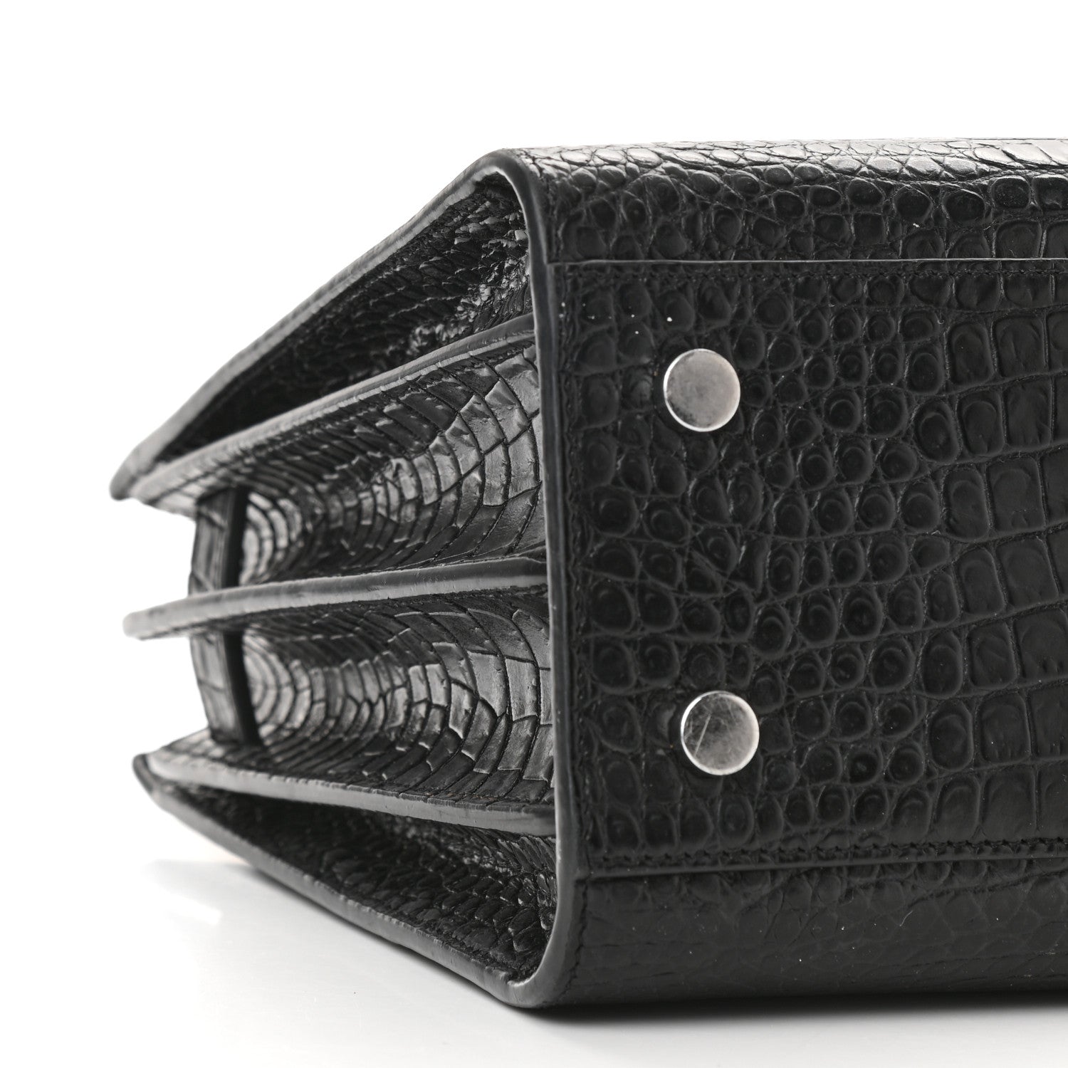 Saint Laurent Calfskin Crocodile Embossed Baby Sac De Jour Black 12 of 28