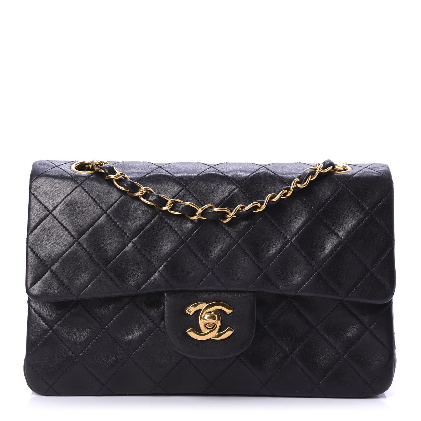 Lambskin Quilted Small Double Flap Black