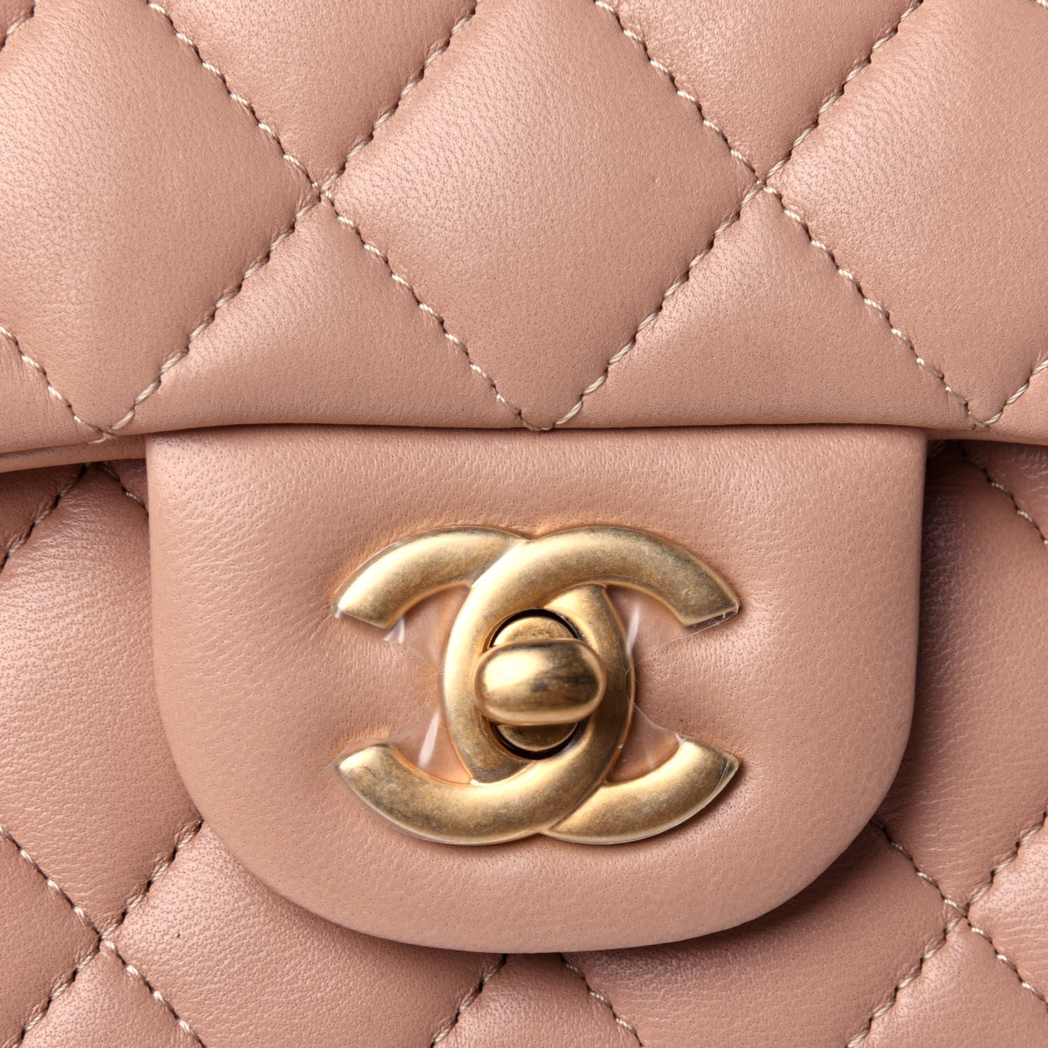 Chanel Lambskin Quilted Mini Top Handle Rectangular Flap Beige 5 of 5