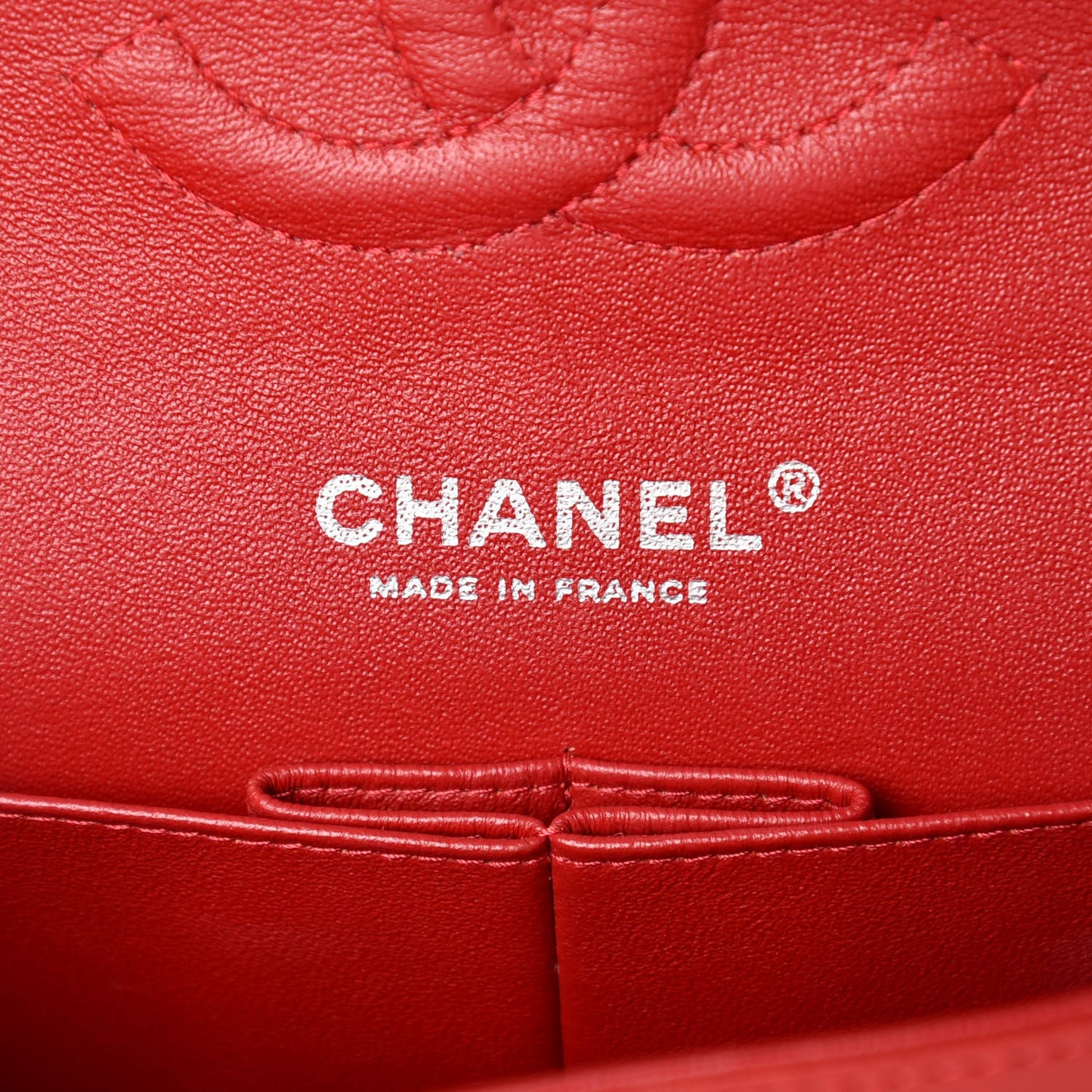 Lambskin Quilted Medium Double Flap Red