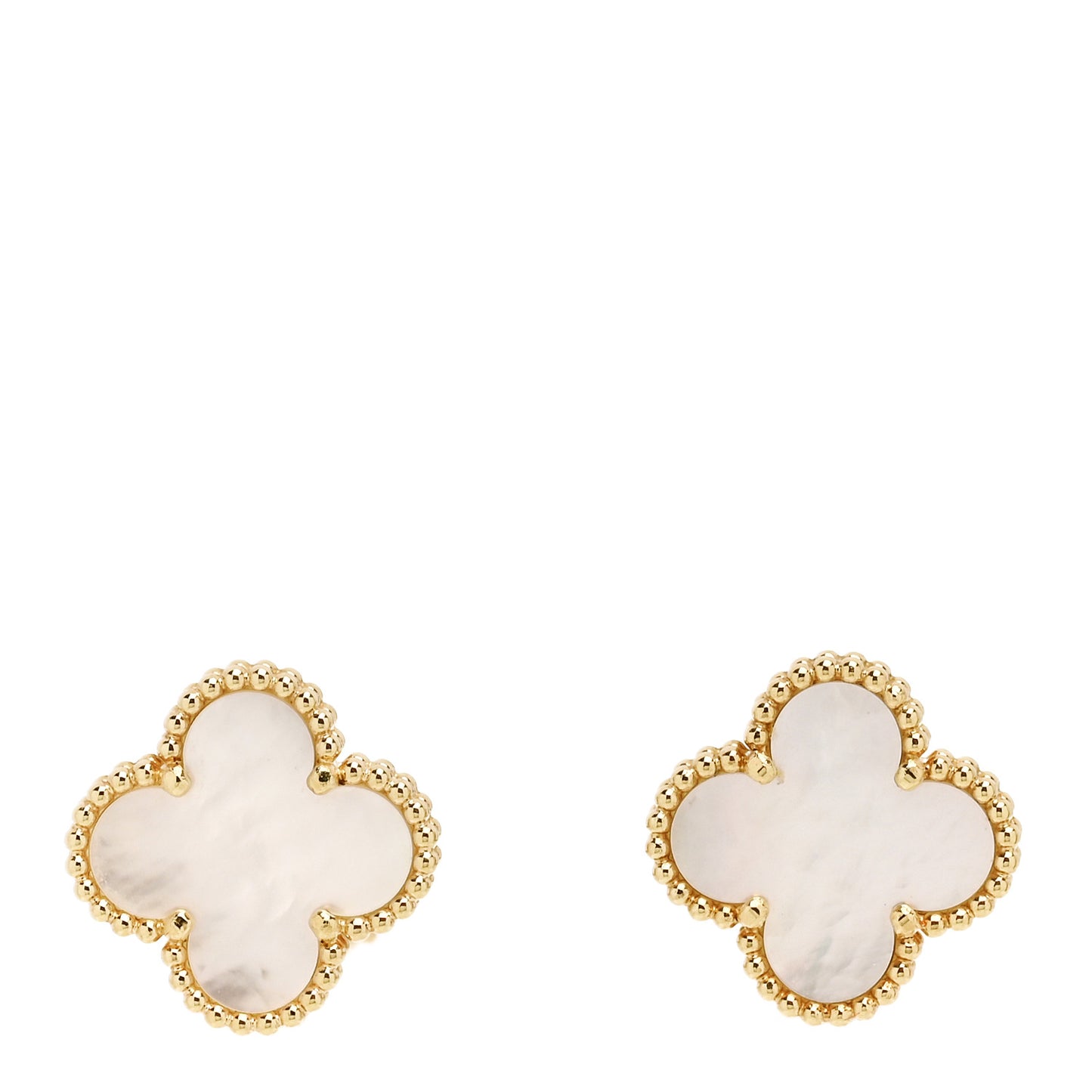 18K Yellow Gold Mother of Pearl Vintage Alhambra Earrings