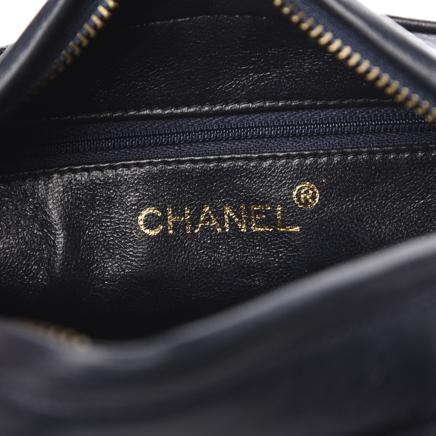 Chanel Lambskin Woven Quilted CC Camera Case Navy 6 of 12