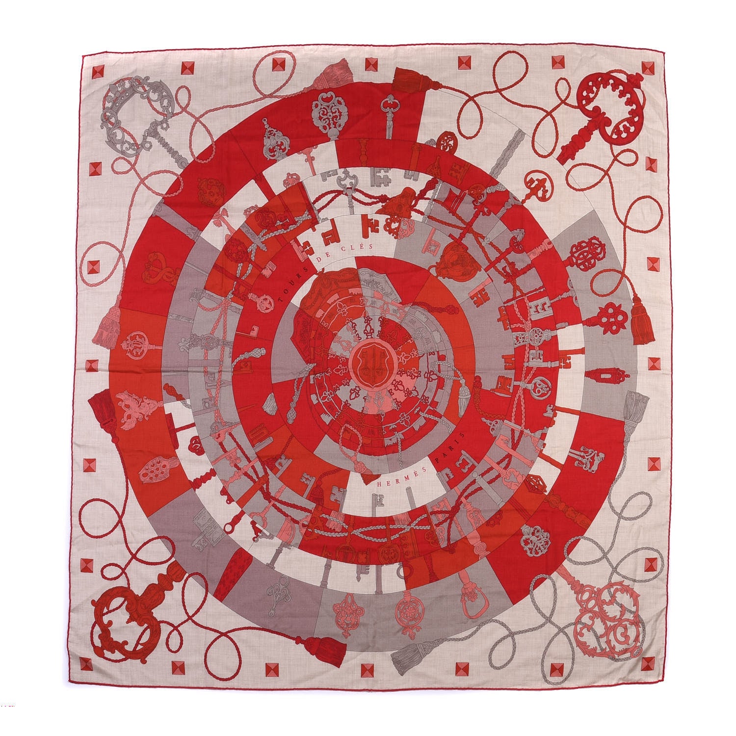 Hermes Cashmere Silk Tours De Cles Shawl 140 1 of 3