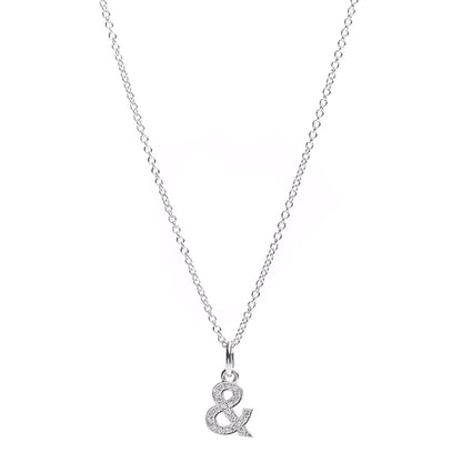 Tiffany 18K White Gold Diamond Small Ampersand Pendant Necklace 1 of 4