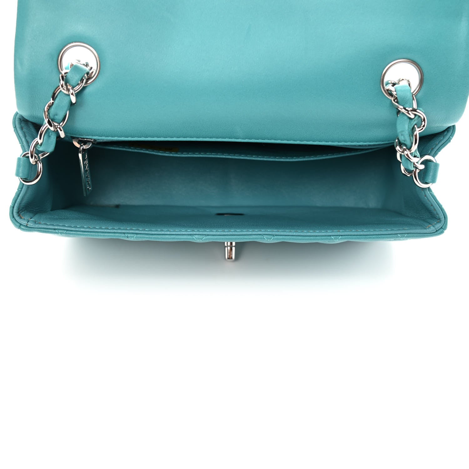 Chanel Lambskin Quilted Mini Rectangular Flap Turquoise 4 of 4