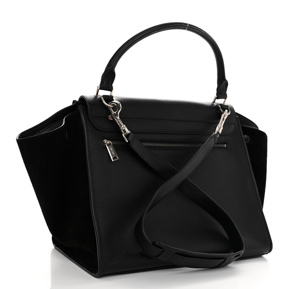 Celine Drummed Calfskin Suede Medium Trapeze Black 2 of 8