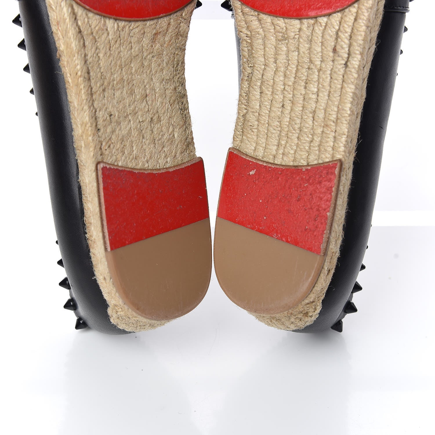Christian Louboutin CHRISTIAN LOUBOUTIN Calfskin Spikes Ares Flat Espadrilles 38 Black 9 of 12